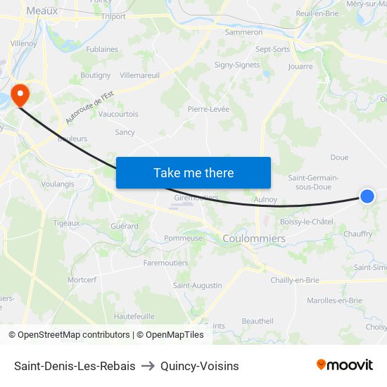 Saint-Denis-Les-Rebais to Quincy-Voisins map