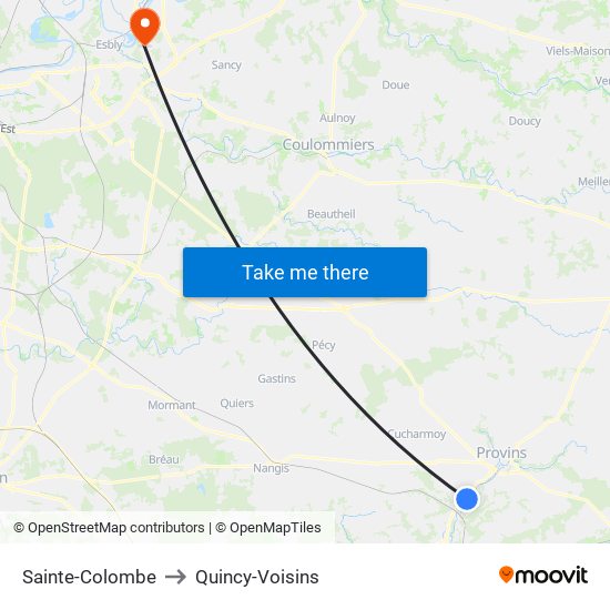 Sainte-Colombe to Quincy-Voisins map