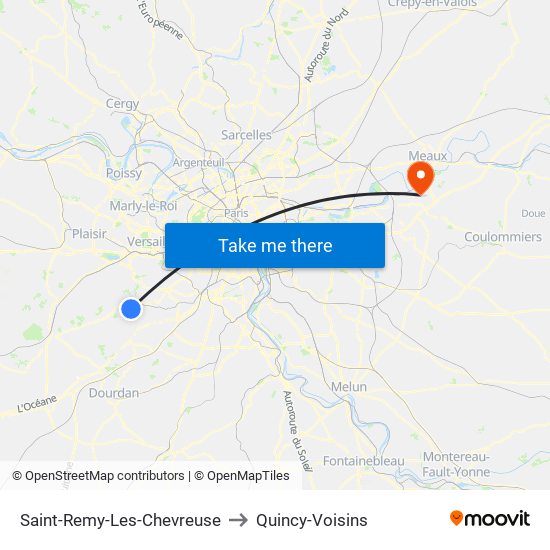 Saint-Remy-Les-Chevreuse to Quincy-Voisins map