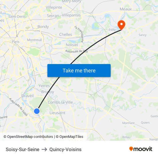 Soisy-Sur-Seine to Quincy-Voisins map