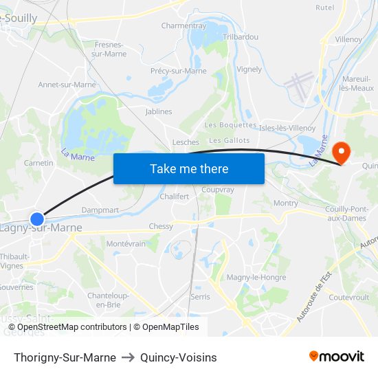 Thorigny-Sur-Marne to Quincy-Voisins map