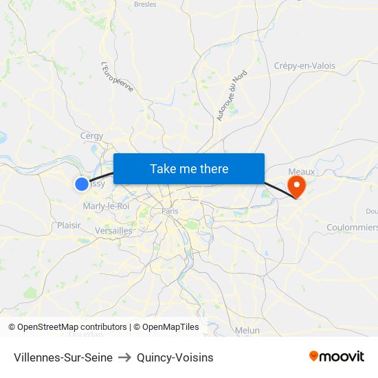 Villennes-Sur-Seine to Quincy-Voisins map