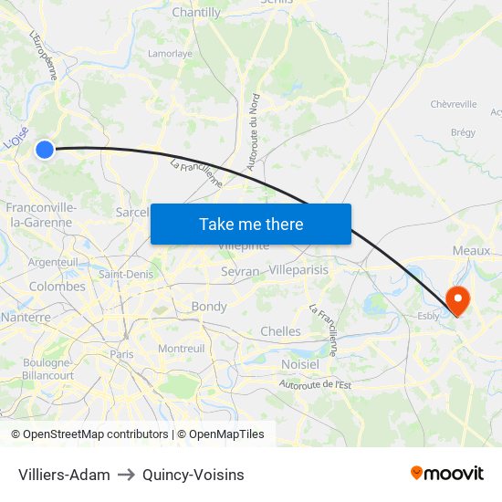 Villiers-Adam to Quincy-Voisins map