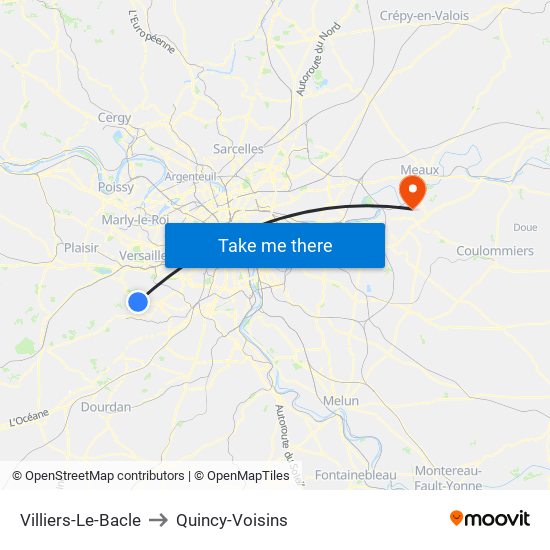 Villiers-Le-Bacle to Quincy-Voisins map