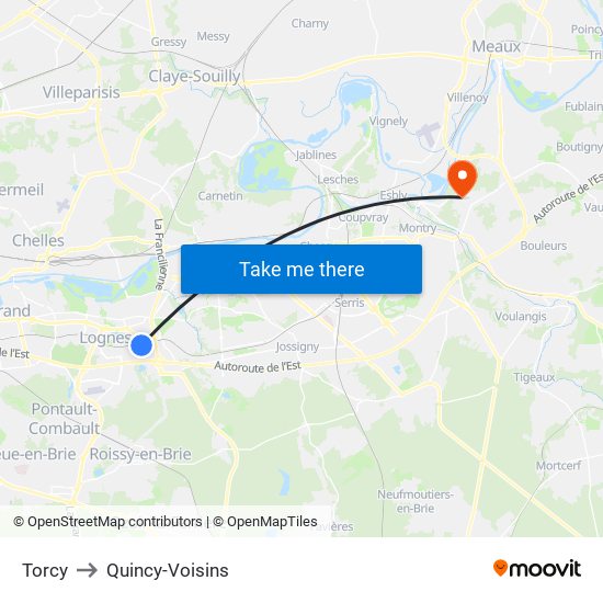 Torcy to Quincy-Voisins map