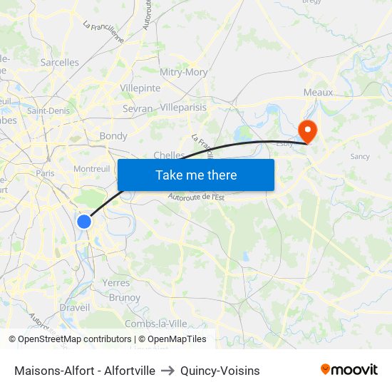 Maisons-Alfort - Alfortville to Quincy-Voisins map