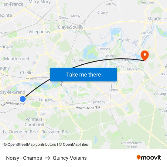 Noisy - Champs to Quincy-Voisins map