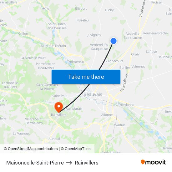 Maisoncelle-Saint-Pierre to Rainvillers map