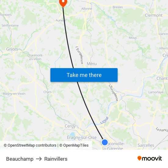 Beauchamp to Rainvillers map