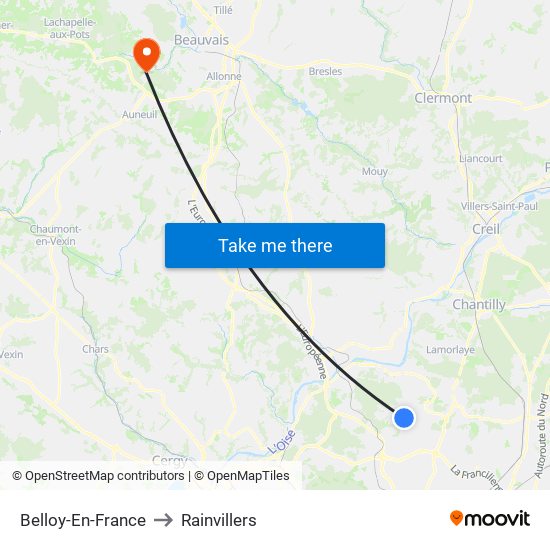 Belloy-En-France to Rainvillers map