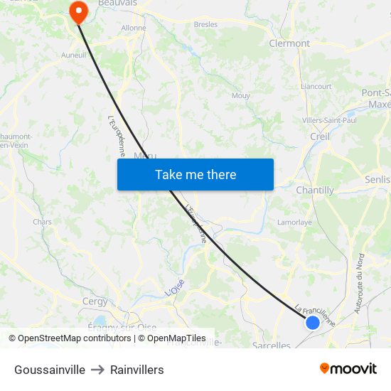 Goussainville to Rainvillers map