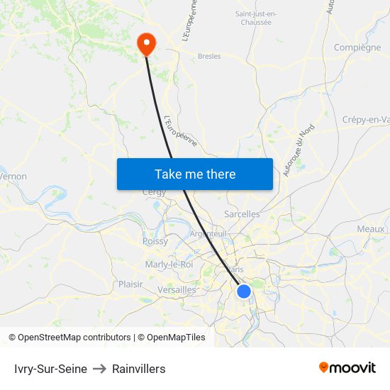 Ivry-Sur-Seine to Rainvillers map