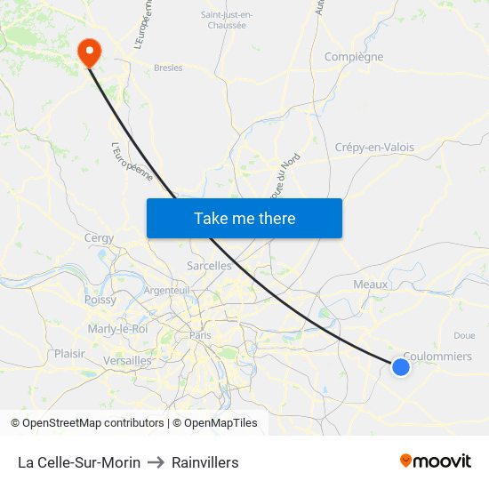 La Celle-Sur-Morin to Rainvillers map