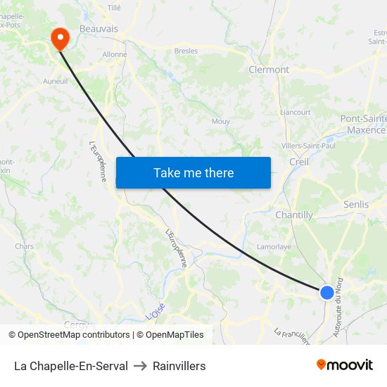 La Chapelle-En-Serval to Rainvillers map