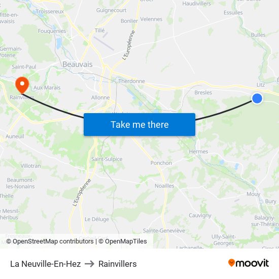 La Neuville-En-Hez to Rainvillers map