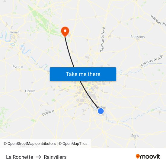 La Rochette to Rainvillers map