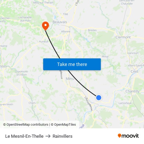 Le Mesnil-En-Thelle to Rainvillers map
