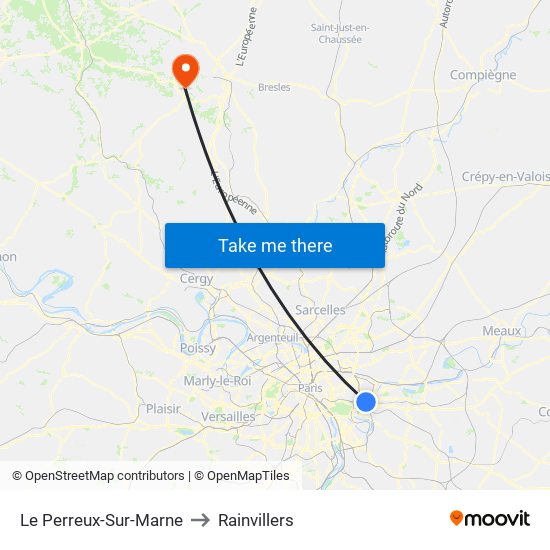 Le Perreux-Sur-Marne to Rainvillers map