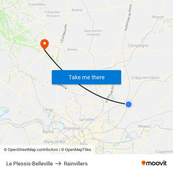 Le Plessis-Belleville to Rainvillers map