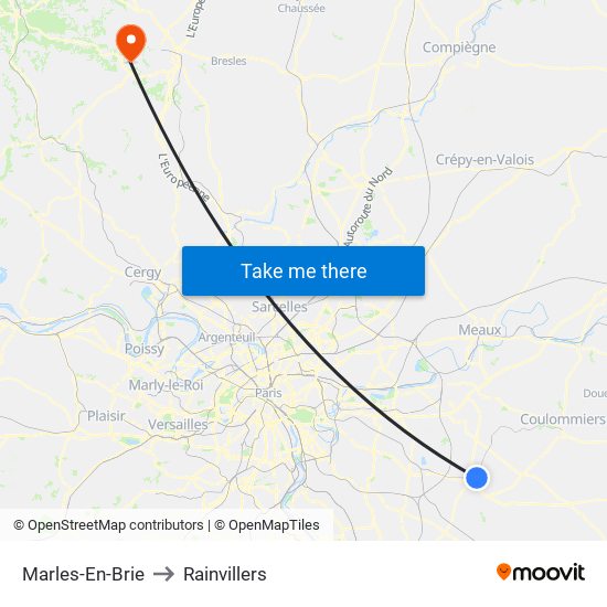 Marles-En-Brie to Rainvillers map
