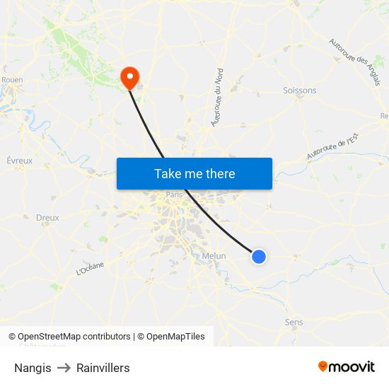 Nangis to Rainvillers map