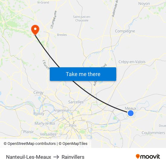 Nanteuil-Les-Meaux to Rainvillers map
