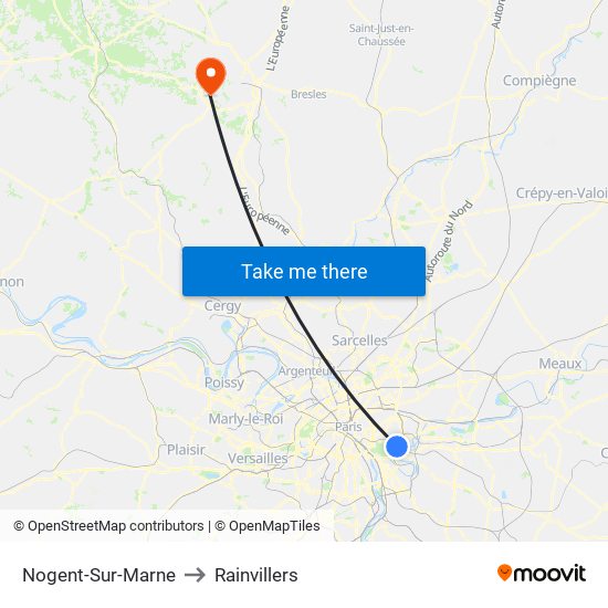 Nogent-Sur-Marne to Rainvillers map