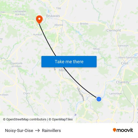 Noisy-Sur-Oise to Rainvillers map