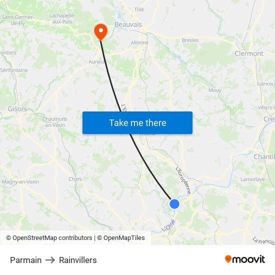 Parmain to Rainvillers map