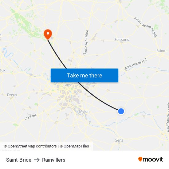 Saint-Brice to Rainvillers map