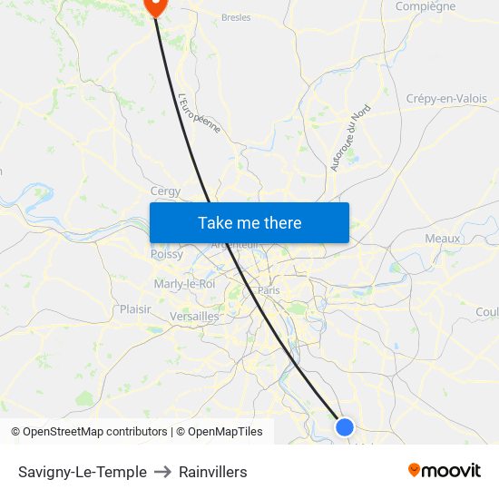 Savigny-Le-Temple to Rainvillers map