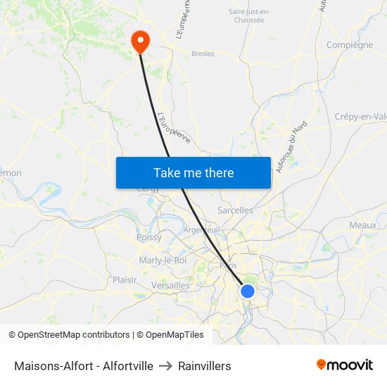 Maisons-Alfort - Alfortville to Rainvillers map