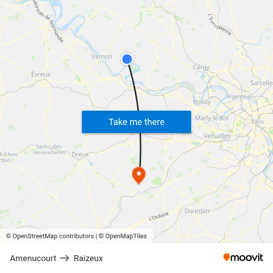 Amenucourt to Raizeux map