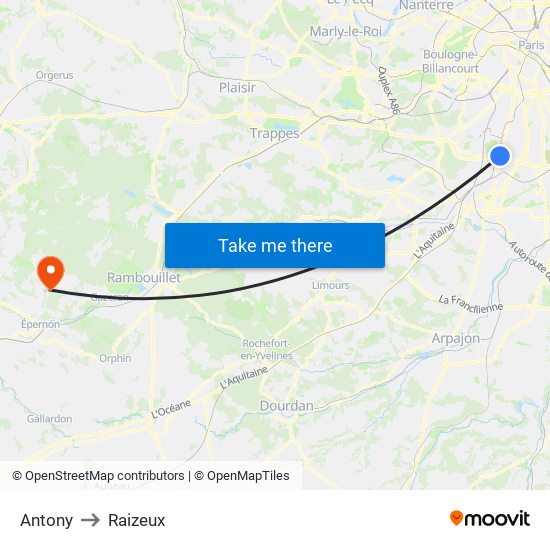Antony to Raizeux map