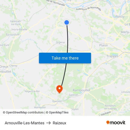 Arnouville-Les-Mantes to Raizeux map