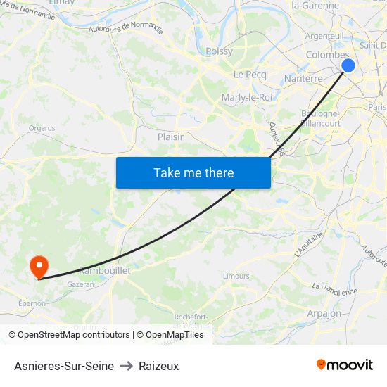 Asnieres-Sur-Seine to Raizeux map