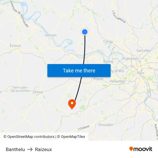 Banthelu to Raizeux map