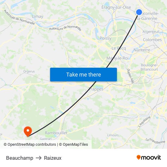 Beauchamp to Raizeux map