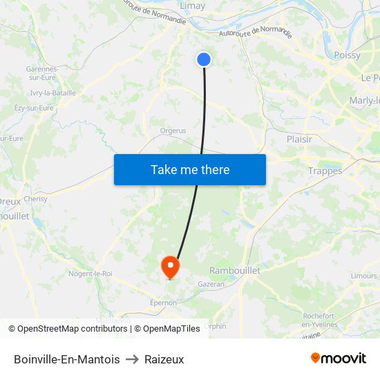 Boinville-En-Mantois to Raizeux map