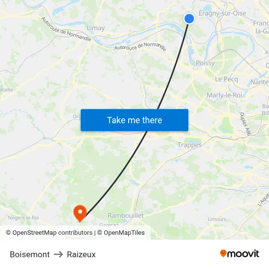 Boisemont to Raizeux map
