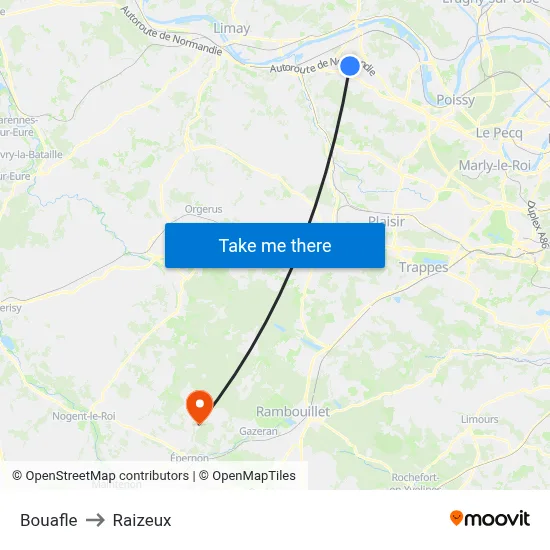 Bouafle to Raizeux map