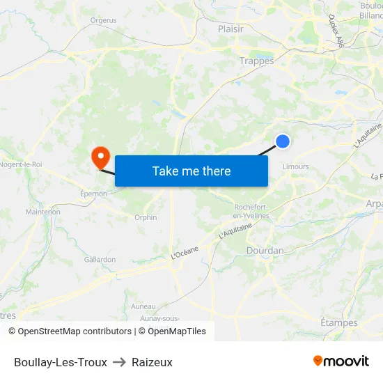 Boullay-Les-Troux to Raizeux map