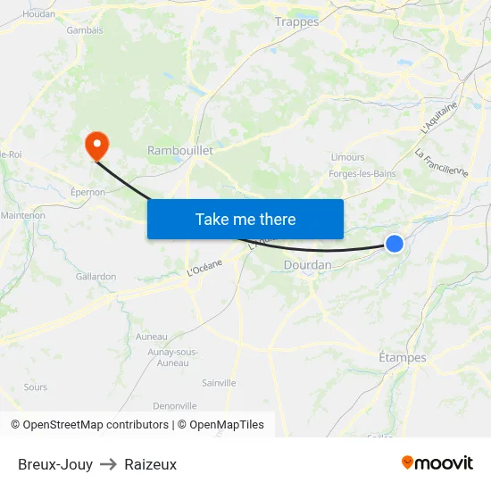 Breux-Jouy to Raizeux map