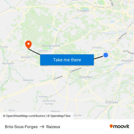 Briis-Sous-Forges to Raizeux map