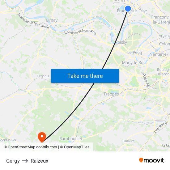 Cergy to Raizeux map