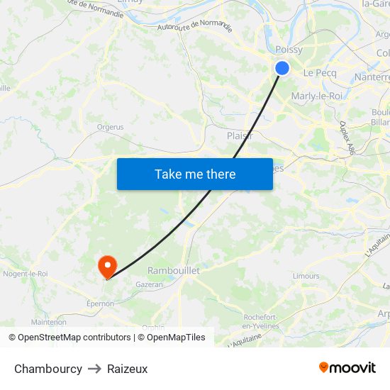 Chambourcy to Raizeux map