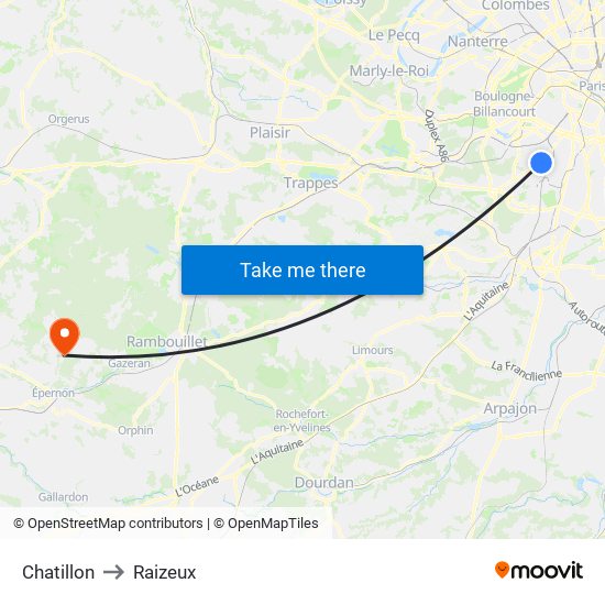 Chatillon to Raizeux map