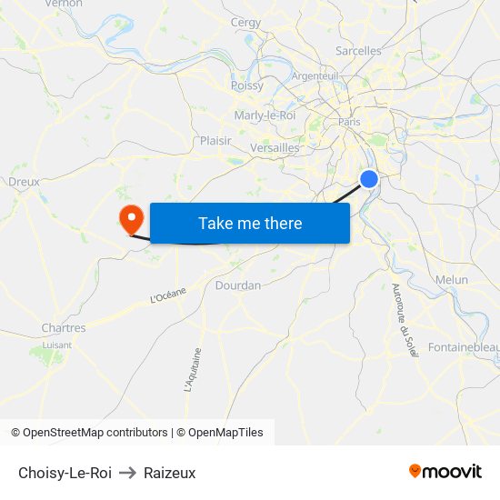 Choisy-Le-Roi to Raizeux map