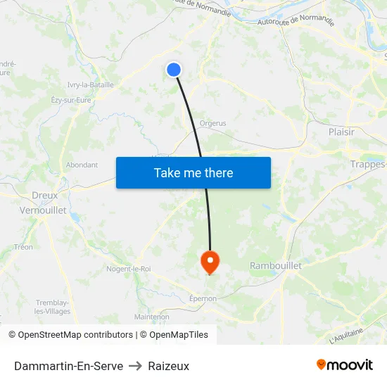 Dammartin-En-Serve to Raizeux map