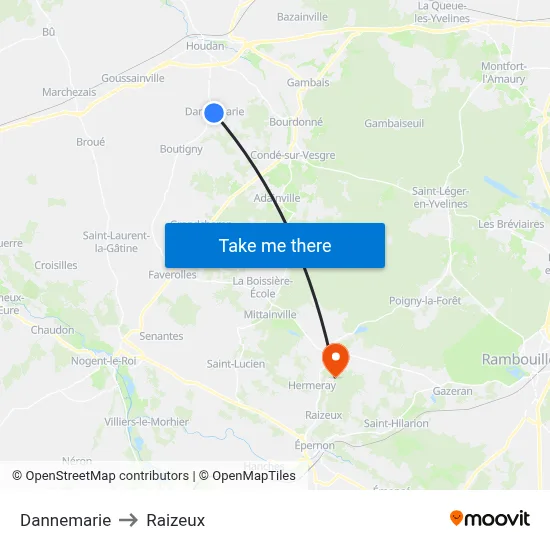 Dannemarie to Raizeux map